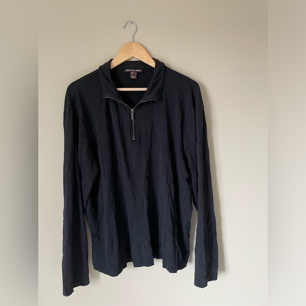 black 100% cotton quarter-zip pullover sweater from Michael Kors NWOT size L